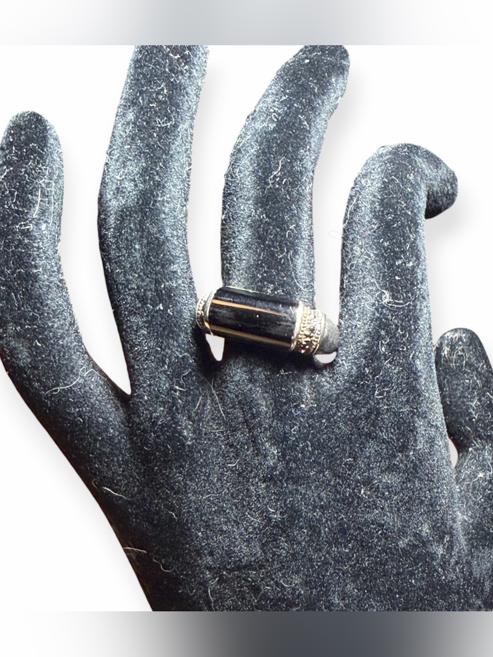 Vintage Sterling Silver 925 Black Onyx Rectangular Statement Ring Sz 8